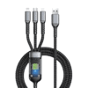 Charge all your devices at lightning speed with the Super Fast 100W 3 in 1 Charging Cable. Features USB-C, Lightning & Micro USB with LED indicator for easy use.