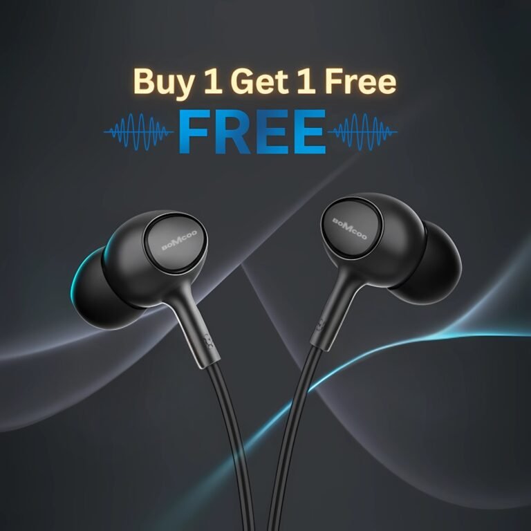 Bomcoo Black Earphone, Buy 1 get 1 free