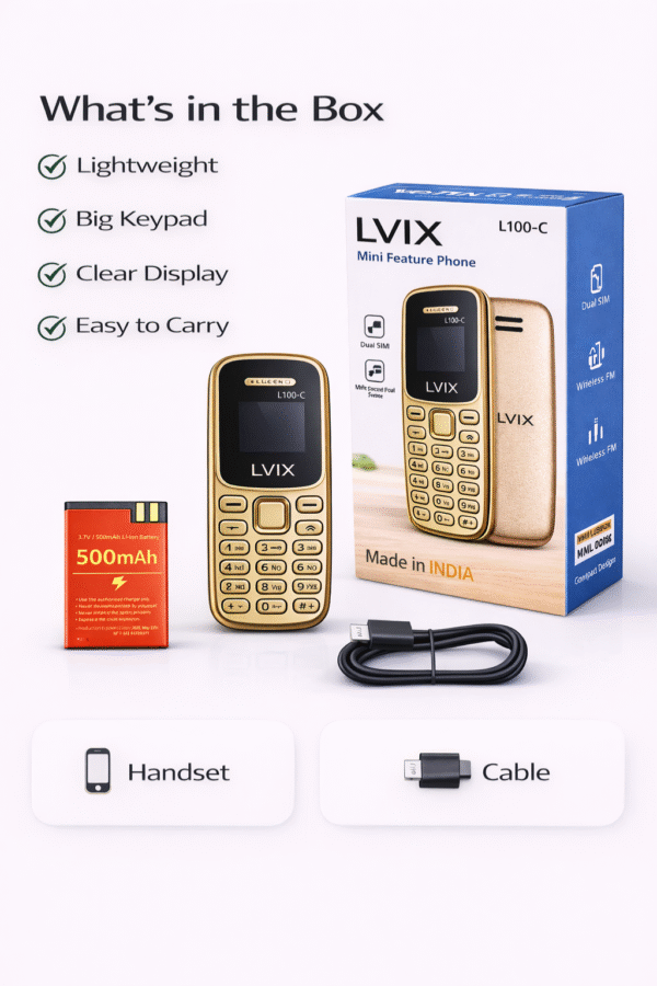 LVIX L100-C Bluetooth Dialer Mini Phone | GSM 1800 | T-Flash Card MP3 | EZ-FM | Detachable Battery